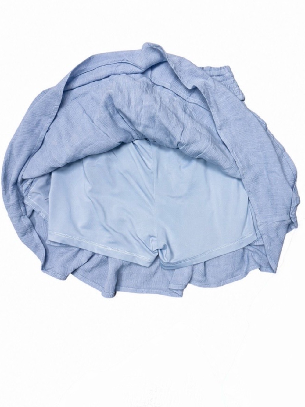 Hollister Blue Ruffle Mini Skirt XS NWT Cottagecore Coquette Tiered with Shorts - Picture 5 of 8
